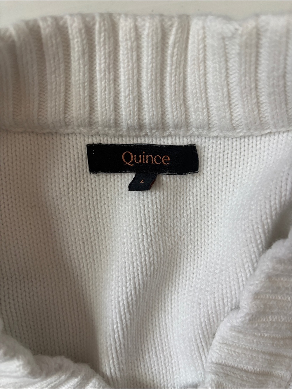 Quince Ivory Button-Front Ribbed Hem Cardigan - Picture 2 of 4